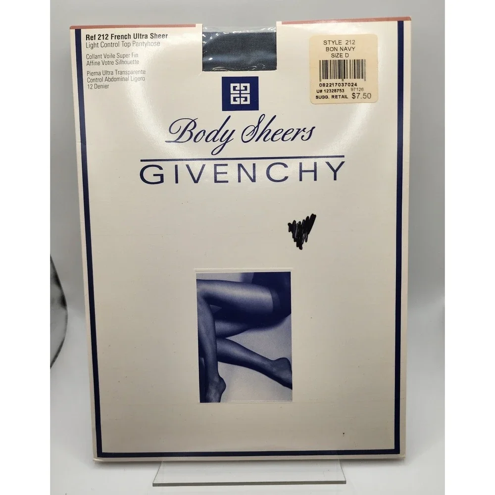 New Givenchy Body Sheers Control Top Pantyhose D Bon Navy French Ultra Sheer 212